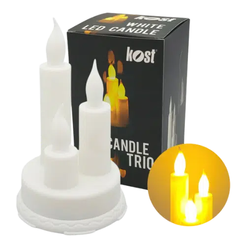 Potrójna Świeca LED Wkłady do Zniczy na Baterie Trio Biała Mocne Światło