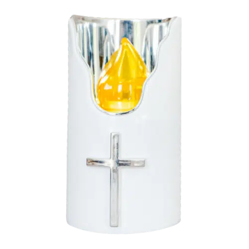 Wkład LED do Zniczy Dekoracyjny Srebrny/Biały 125 mm