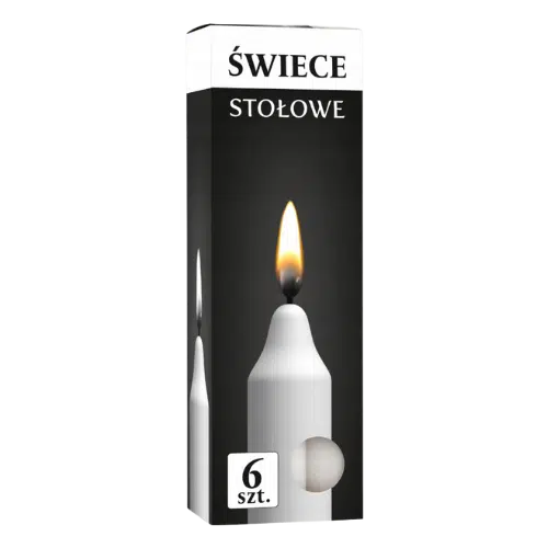 Świece Stołowe Białe Bispol 6 sztuk