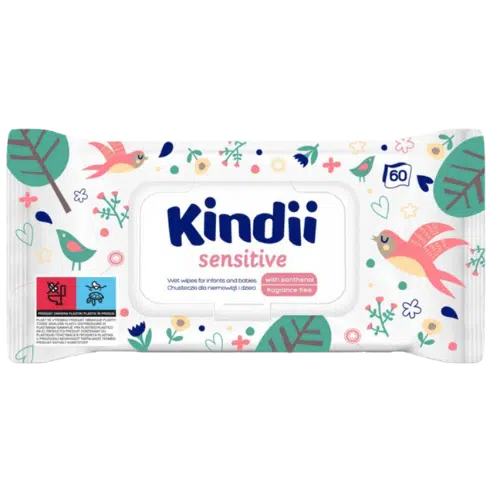 Chusteczki Kindii Sensitive – Nawilżenie i Ochrona, 60 szt.