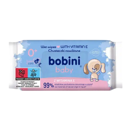 Bobini Chusteczki Nawilżane z Witaminą E dla Niemowląt i Dzieci 60 szt.