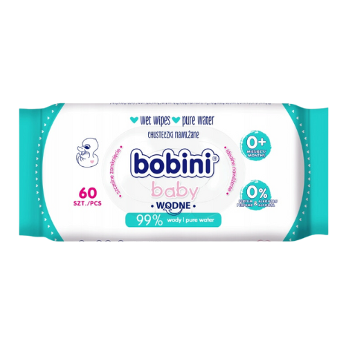 Bobini Baby Chusteczki Nawilżane Wodne 60 szt.