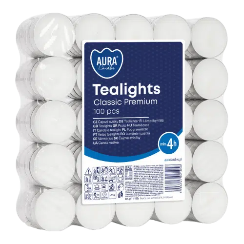 Tealight Classic Premium Bezzapachowe Podgrzewacze Bispol Aura 100 sztuk Bispol Aura Tealight Classic Premium Podgrzewacze Bezzapachowe 100 szt.