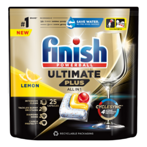 Finish Ultimate Plus Powerball Cytrynowe Kapsułki do Zmywarki Lemon 25 szt.