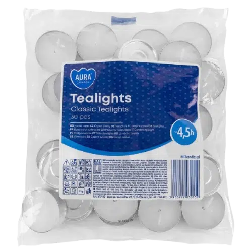 Podgrzewacze Tealight Bezzapachowe Bispol Aura 4,5 h 30 sztuk