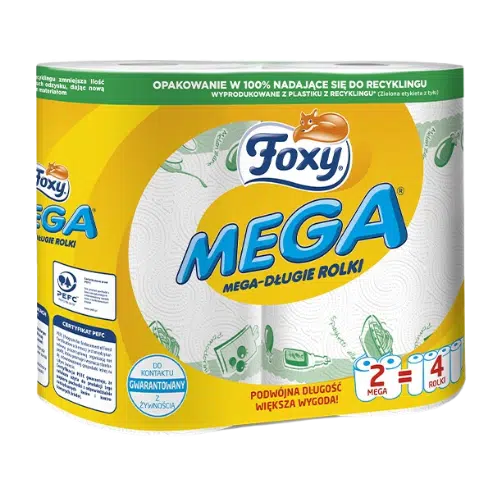Ręcznik Papierowy Foxy Mega Długi – Ekstra Duże Rolki, 2 szt.