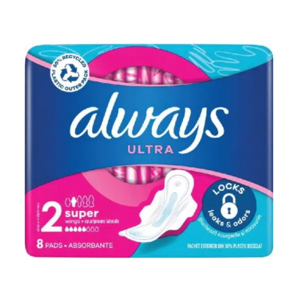 Always Ultra Podpaski Super Plus ze Skrzydełkami 8 sztuk